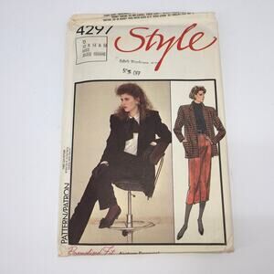 VTG Style 4291 Pattern 80s Boxy Blazer Skirt Suit Dark Academia Sz 12-16 UNCUT